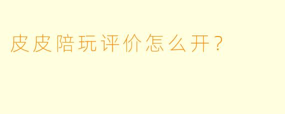 皮皮陪玩评价怎么开？