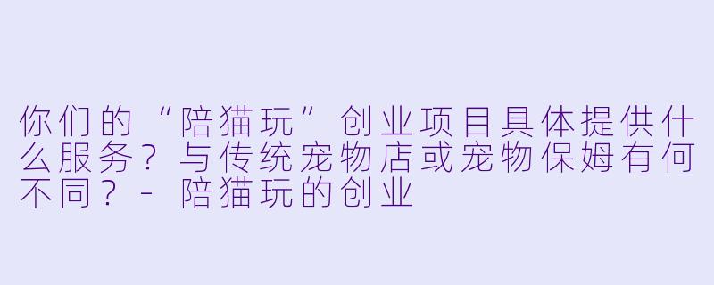 你们的“陪猫玩”创业项目具体提供什么服务?与传统宠物店或宠物保姆有何不同?-陪猫玩的创业