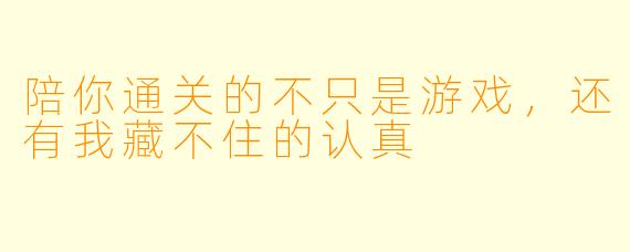 陪你通关的不只是游戏，还有我藏不住的认真