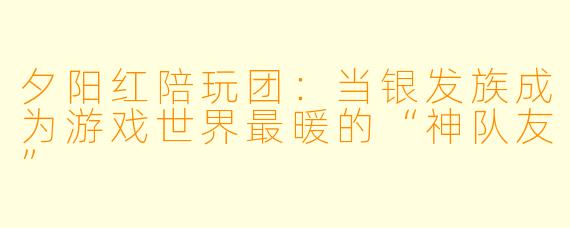 夕阳红陪玩团：当银发族成为游戏世界最暖的“神队友”