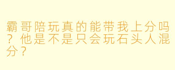 霸哥陪玩真的能带我上分吗？他是不是只会玩石头人混分？