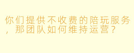 你们提供不收费的陪玩服务，那团队如何维持运营？
