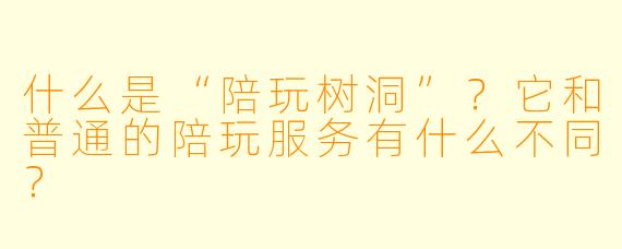 什么是“陪玩树洞”?它和普通的陪玩服务有什么不同?