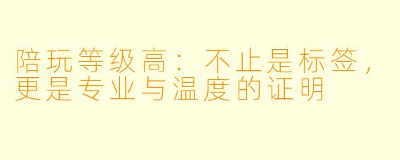 陪玩等级高：不止是标签，更是专业与温度的证明