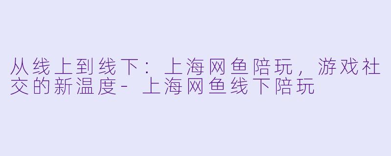 从线上到线下：上海网鱼陪玩，游戏社交的新温度