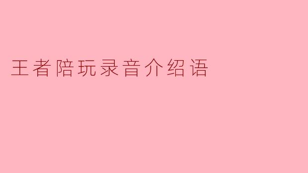 王者陪玩录音介绍语