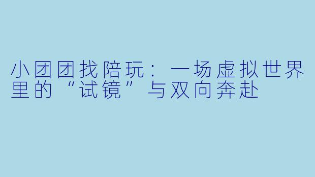小团团找陪玩:一场虚拟世界里的“试镜”与双向奔赴