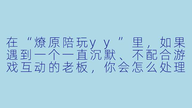 在“燎原陪玩yy”里,如果遇到一个一直沉默、不配合游戏互动的老板,你会怎么处理?