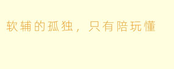 软辅的孤独,只有陪玩懂