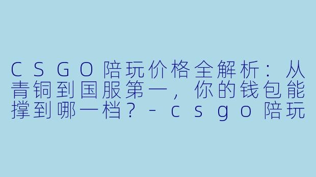 CSGO陪玩价格全解析:从青铜到国服第一,你的钱包能撑到哪一档?-csgo陪玩什么价