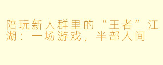 陪玩新人群里的“王者”江湖：一场游戏，半部人间