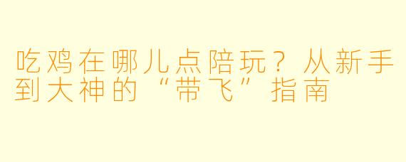 吃鸡在哪儿点陪玩？从新手到大神的“带飞”指南