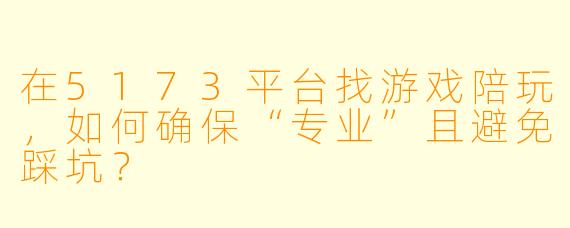 在5173平台找游戏陪玩，如何确保“专业”且避免踩坑？