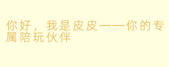你好，我是皮皮——你的专属陪玩伙伴