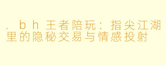 .bh王者陪玩:指尖江湖里的隐秘交易与情感投射