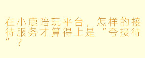 在小鹿陪玩平台,怎样的接待服务才算得上是“夸接待”?