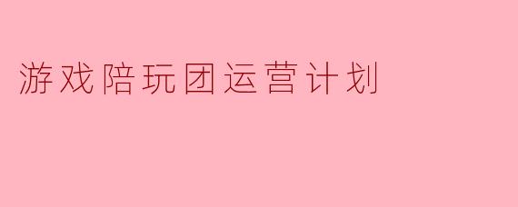 游戏陪玩团运营计划