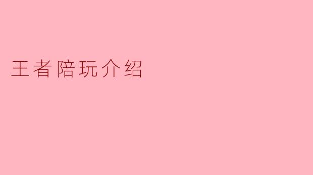 王者陪玩介绍