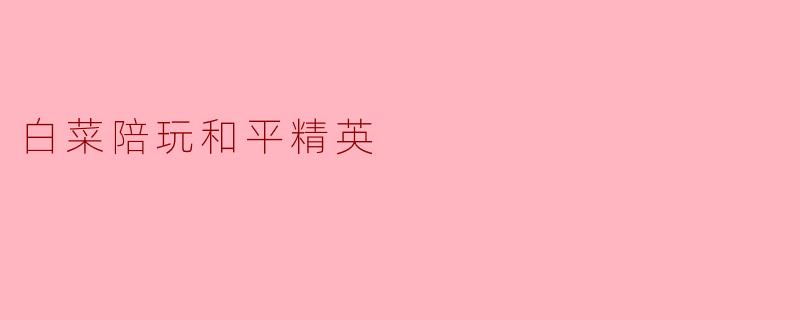 白菜陪玩和平精英