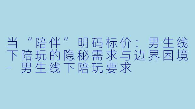 当“陪伴”明码标价：男生线下陪玩的隐秘需求与边界困境-男生线下陪玩要求