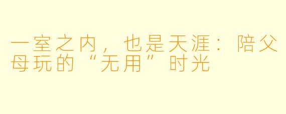 一室之内,也是天涯:陪父母玩的“无用”时光