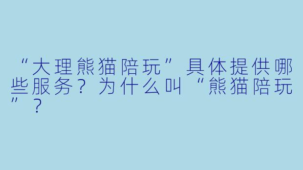 “大理熊猫陪玩”具体提供哪些服务？为什么叫“熊猫陪玩”？