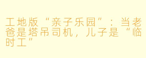 工地版“亲子乐园”:当老爸是塔吊司机,儿子是“临时工”