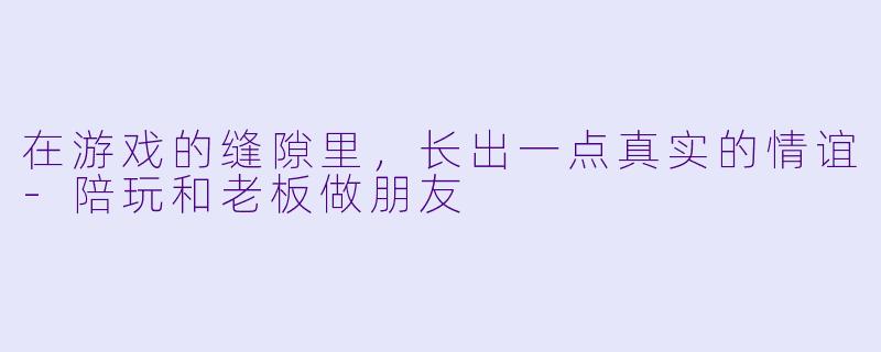 在游戏的缝隙里,长出一点真实的情谊-陪玩和老板做朋友
