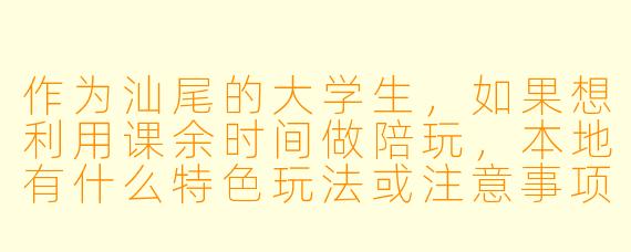 作为汕尾的大学生，如果想利用课余时间做陪玩，本地有什么特色玩法或注意事项？