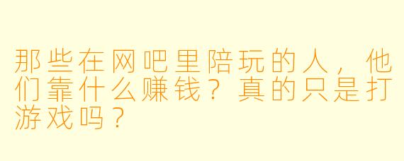 那些在网吧里陪玩的人,他们靠什么赚钱?真的只是打游戏吗?