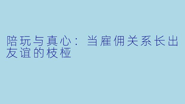 陪玩与真心:当雇佣关系长出友谊的枝桠