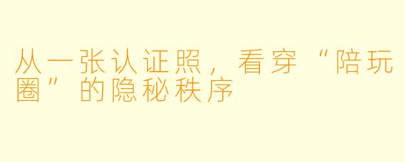 从一张认证照,看穿“陪玩圈”的隐秘秩序