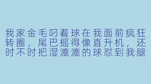 我家金毛叼着球在我面前疯狂转圈，尾巴摇得像直升机，还时不时把湿漉漉的球怼到我腿上——它是不是只想让我陪它玩？