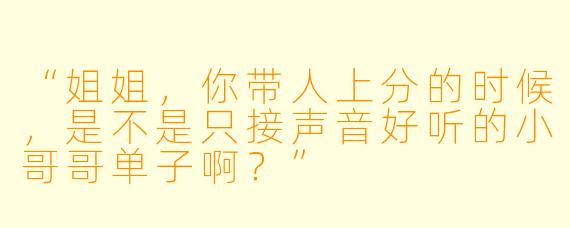“姐姐，你带人上分的时候，是不是只接声音好听的小哥哥单子啊？”