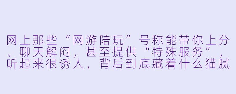 网上那些“网游陪玩”号称能带你上分、聊天解闷,甚至提供“特殊服务”,听起来很诱人,背后到底藏着什么猫腻?-揭秘网游陪玩