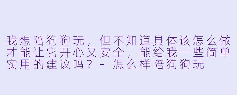 我想陪狗狗玩，但不知道具体该怎么做才能让它开心又安全，能给我一些简单实用的建议吗？