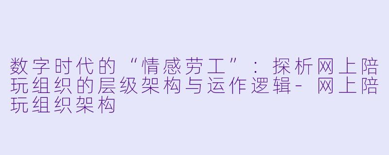 数字时代的“情感劳工”:探析网上陪玩组织的层级架构与运作逻辑-网上陪玩组织架构