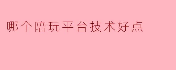 哪个陪玩平台的技术水平相对更好？