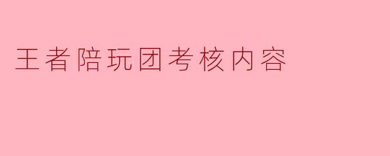 王者陪玩团考核内容