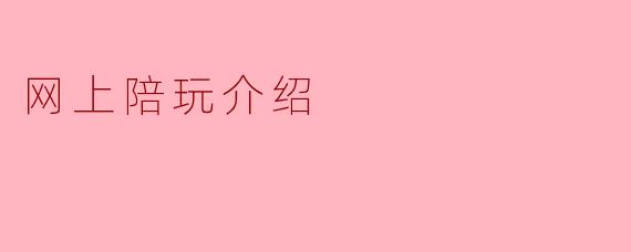 网上陪玩介绍