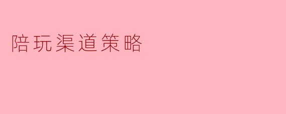 陪玩渠道策略