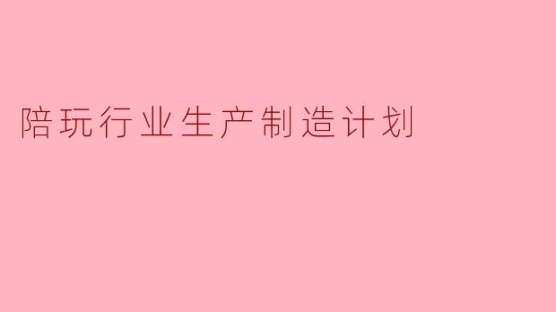 陪玩行业生产制造计划