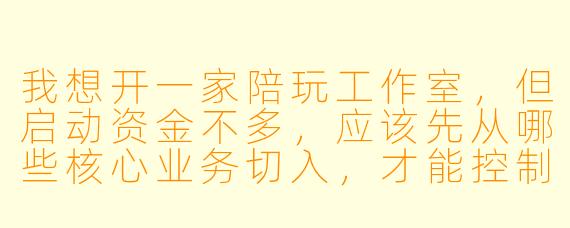 我想开一家陪玩工作室，但启动资金不多，应该先从哪些核心业务切入，才能控制成本并快速盈利？