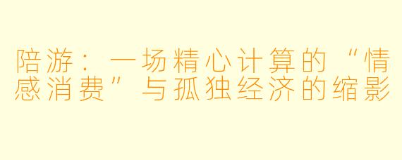 陪游：一场精心计算的“情感消费”与孤独经济的缩影