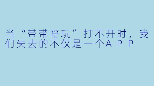 当“带带陪玩”打不开时,我们失去的不仅是一个APP