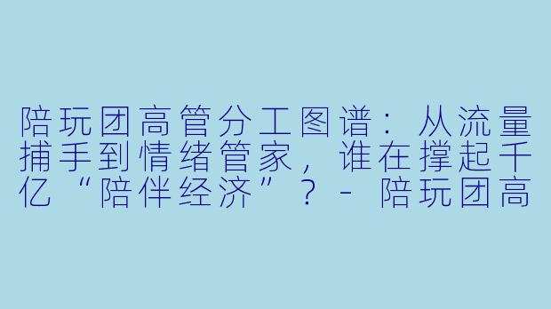 陪玩团高管分工图谱：从流量捕手到情绪管家，谁在撑起千亿“陪伴经济”？-陪玩团高管分工