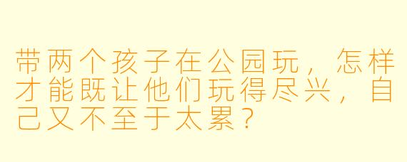 带两个孩子在公园玩，怎样才能既让他们玩得尽兴，自己又不至于太累？