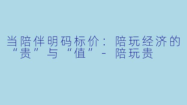 当陪伴明码标价:陪玩经济的“贵”与“值”-陪玩贵