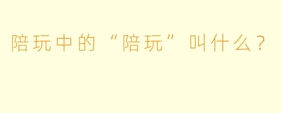 陪玩中的“陪玩”叫什么？