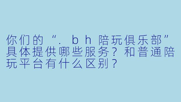 你们的“.bh陪玩俱乐部”具体提供哪些服务?和普通陪玩平台有什么区别?